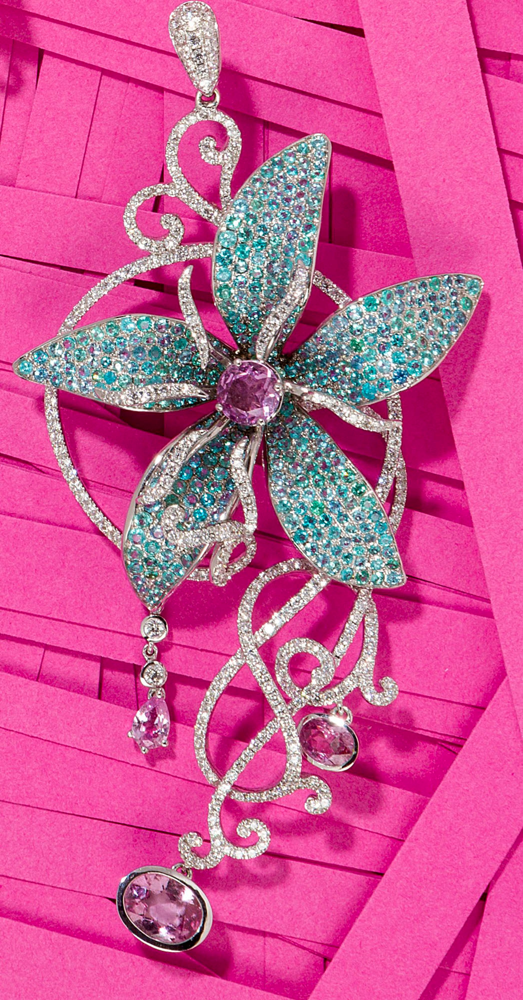 Van Der Bauwede, Orchidée, pendentif en or gris 750