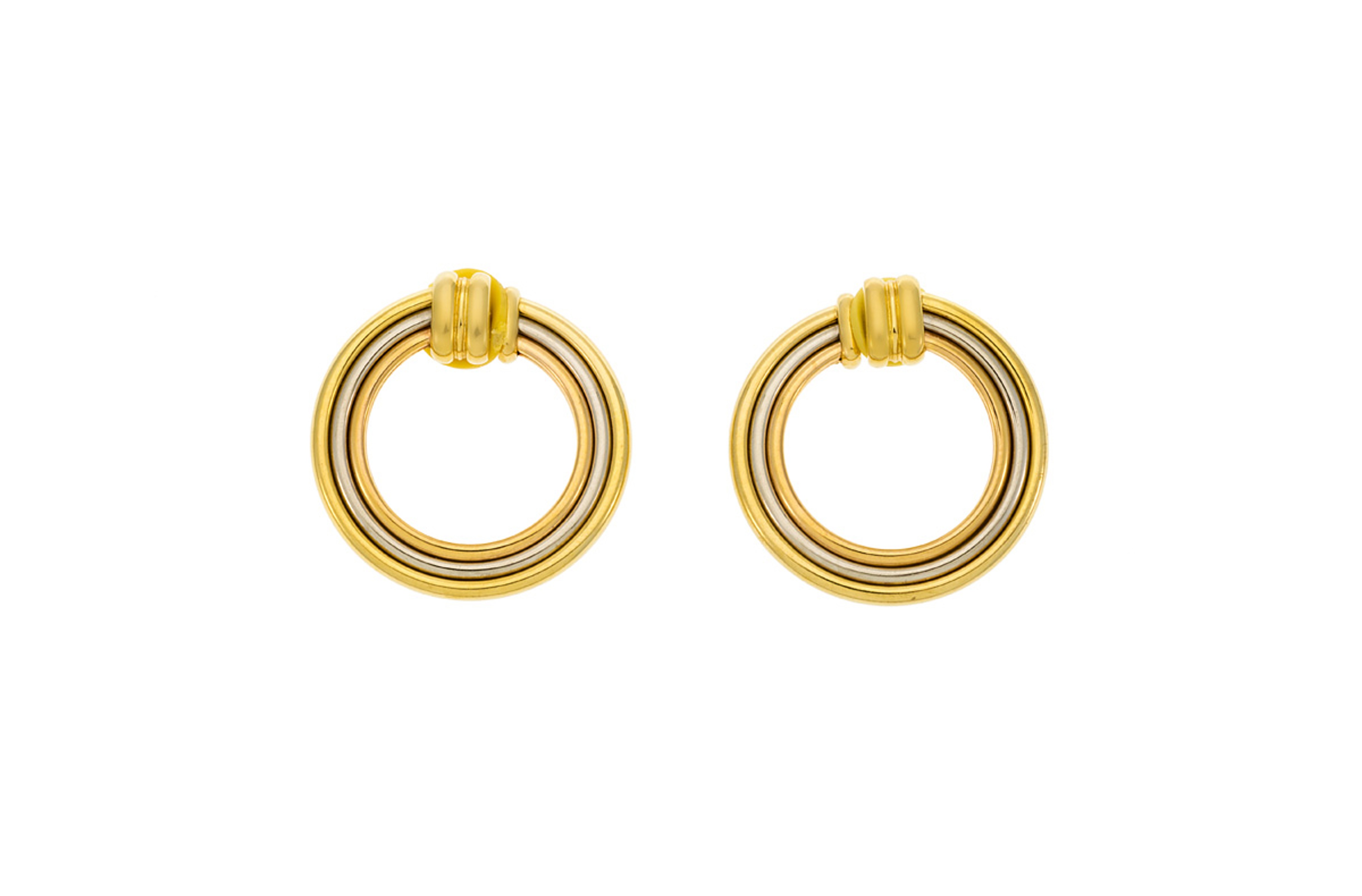 Paire De Boucles D'oreilles Clips Dorées - Signées Multiples - Occasion, Origine France