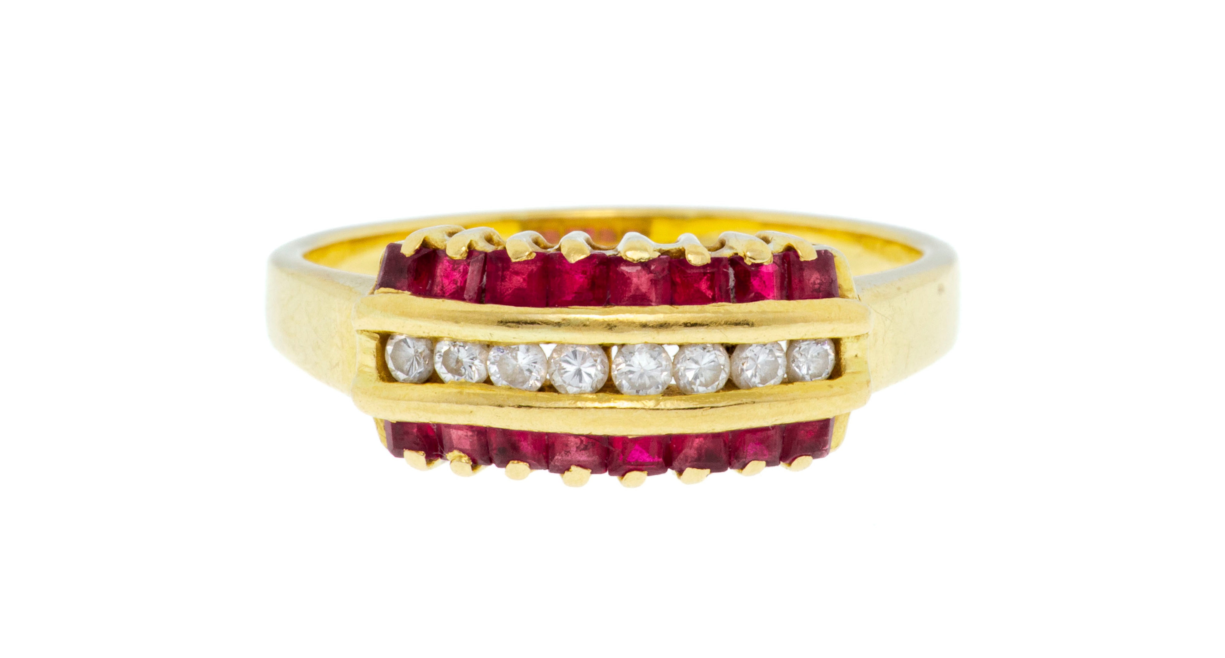 Bague Or Blanc Sertie Diamants Noirs Et Blancs - Poinçon Tête D'aigle - Occasion - Bijou Ancien