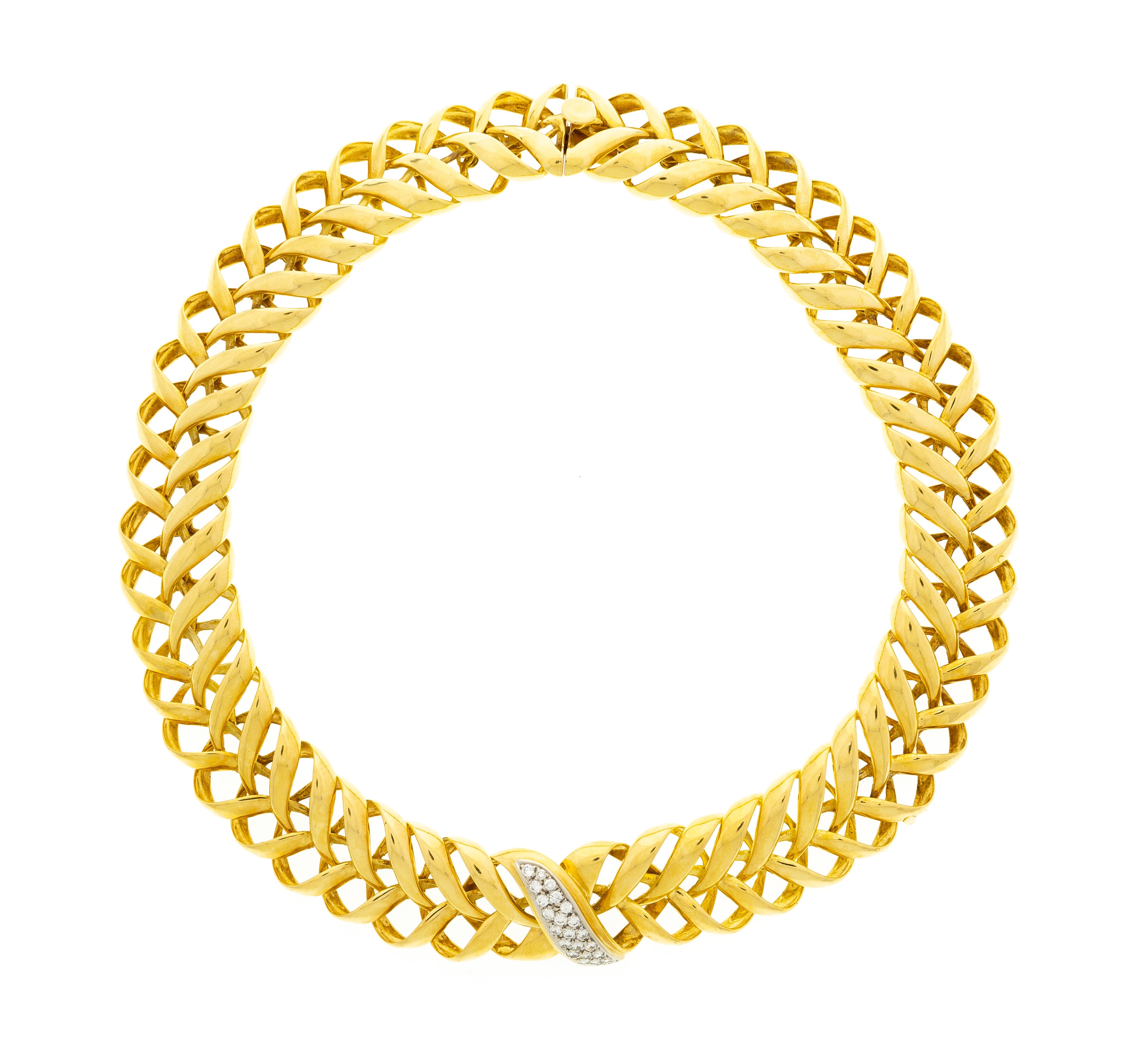Collier 2 ors 750 semi rigide à maille en épis… | Piguet