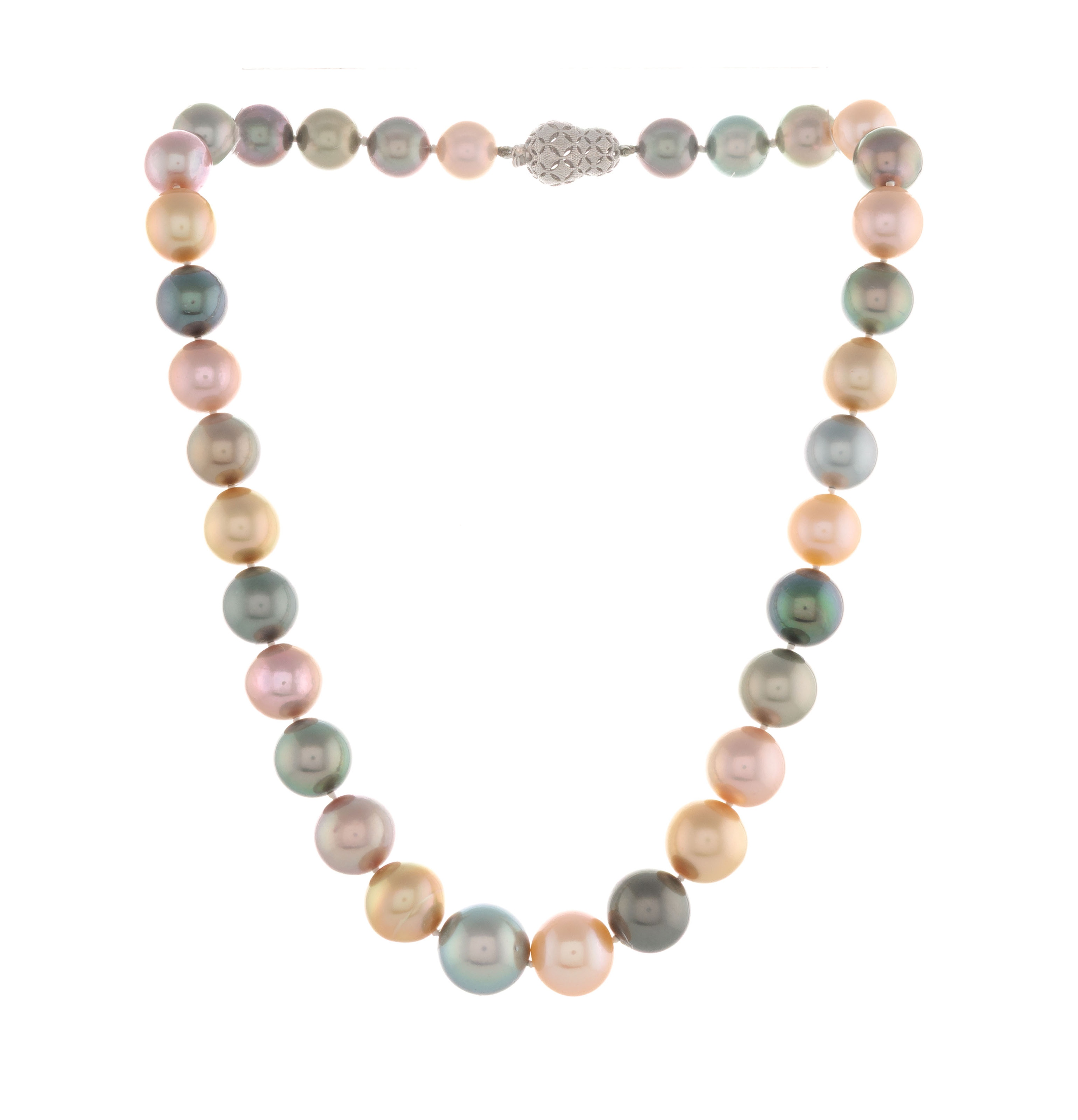 Collier 4 Rangs De Petites Perles - Longueur Environ 35 Cm - Couleurs Noir Et Orange - Occasion
