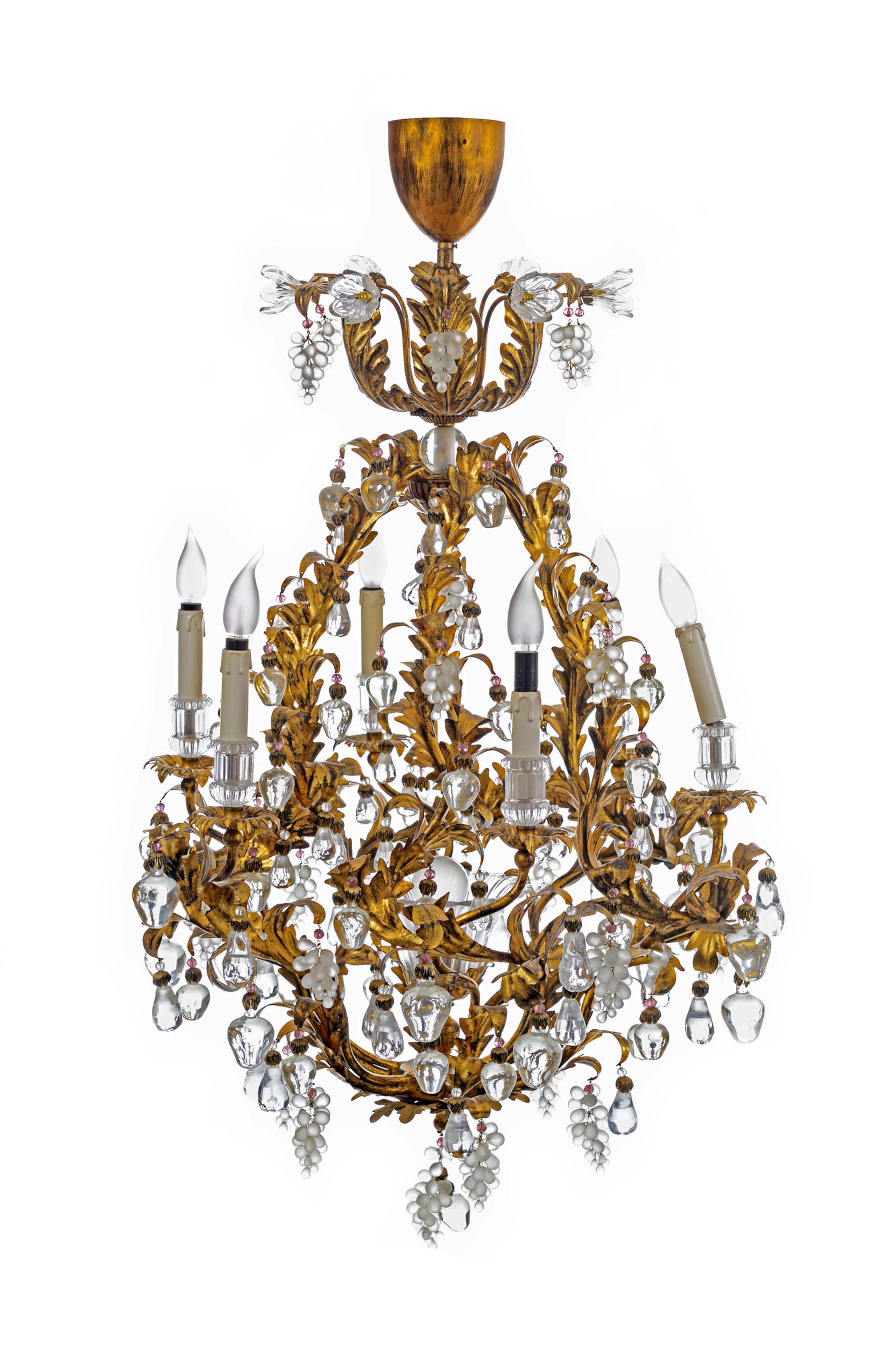 Lustre cage de style Louis XV, XXe s., en tôle… | Piguet