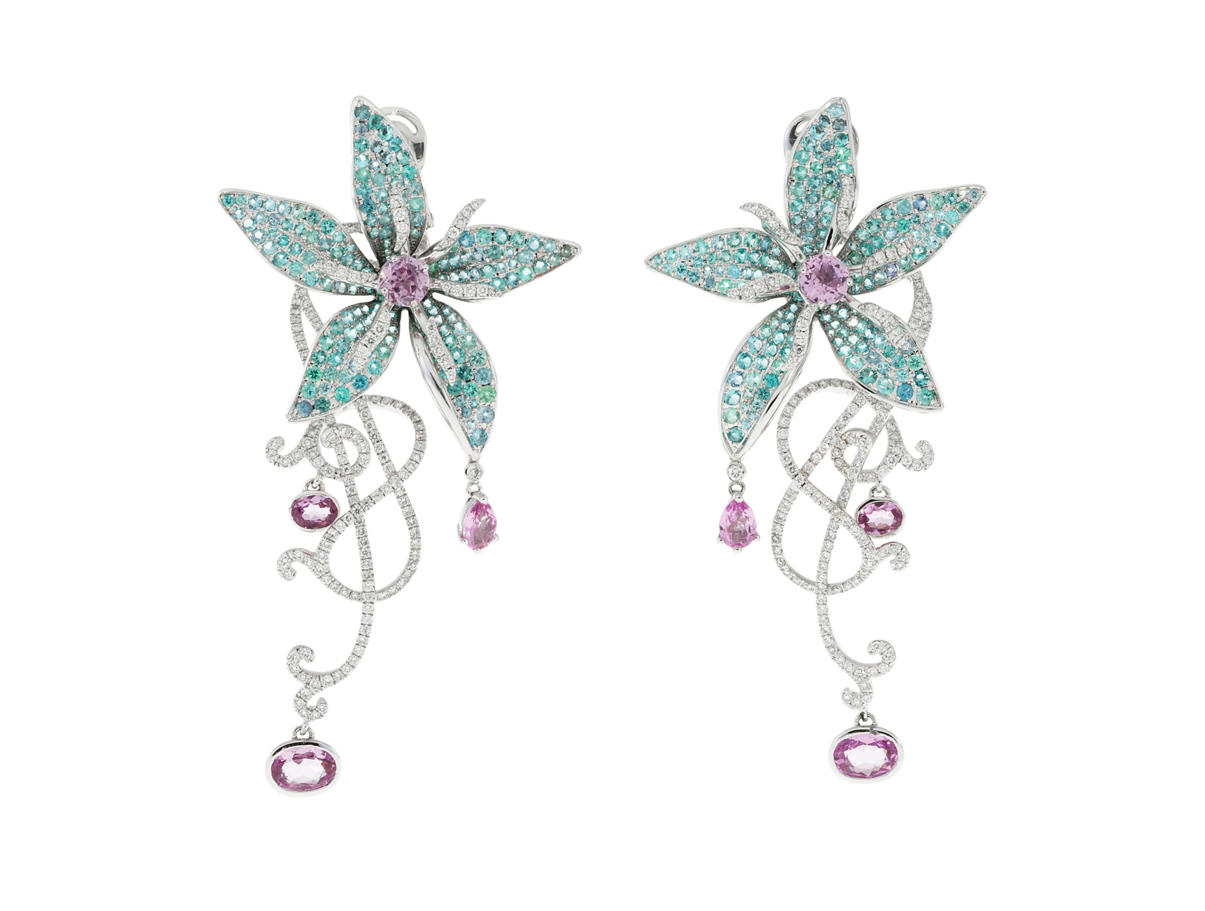 Van Der Bauwede, Orchidée, paire de pendants