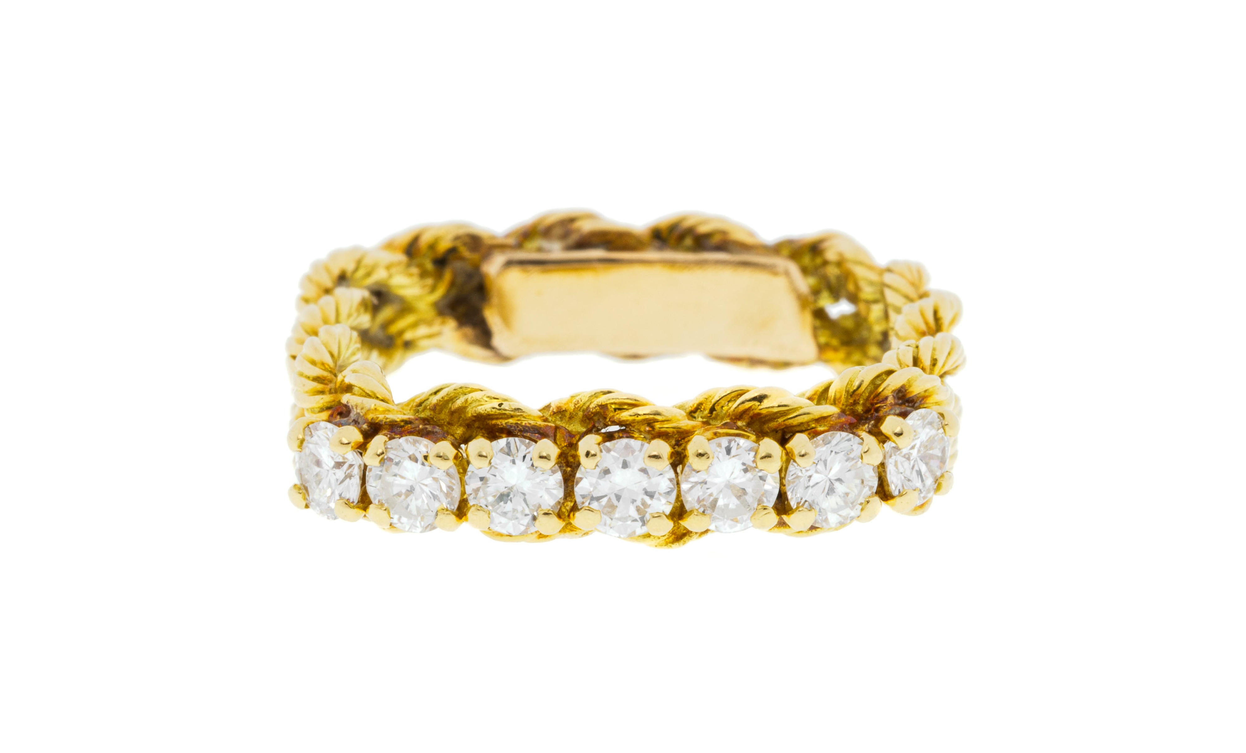 Bague Plaqué Or Jaune Avec Pierre Blanche Brillante - Taille 57 - Occasion